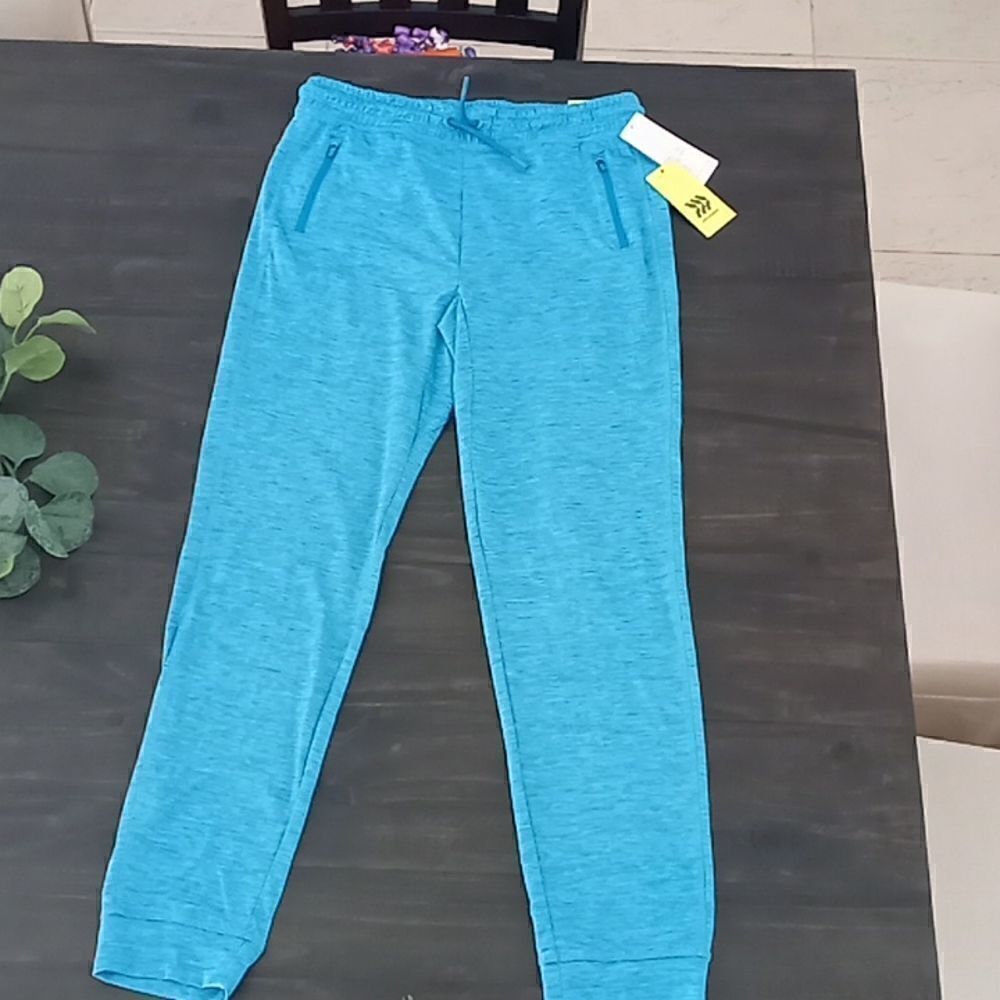 All In Motion soft gym pants teal green size of large teens 12 14